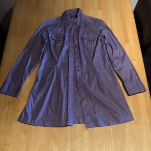 ♥️👚 2/$8 - NY&Co Long Length Striped Button Down Top, M